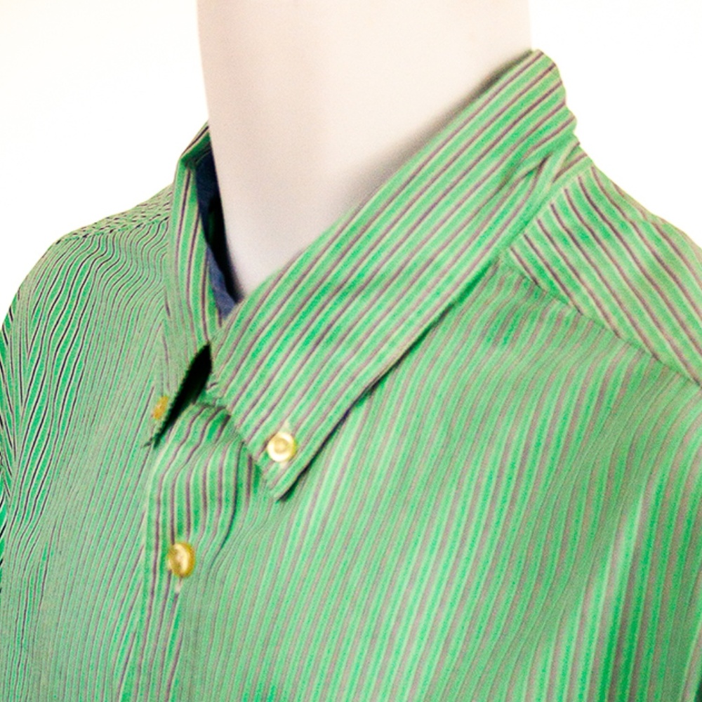 ChapS XXL Green short sleeve Stripe shirt "EUC" - Picture 1 of 7